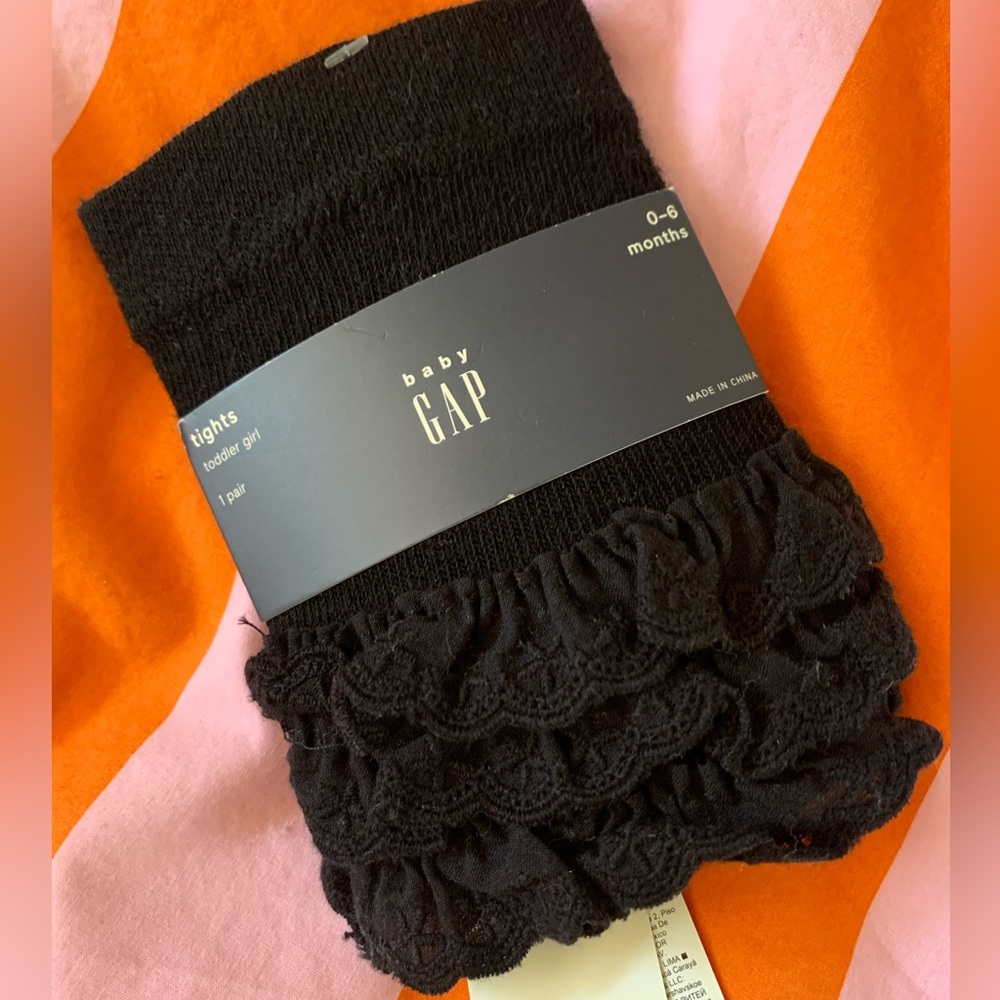 Baby gap toddler girl tights size 0-6 months black